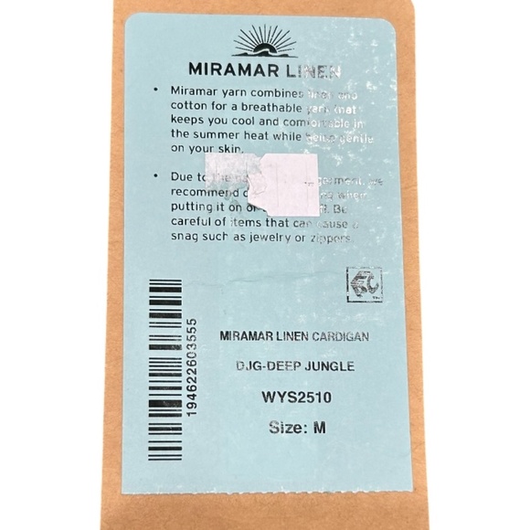 Faherty Miramar Linen Deep Jungle Cardigan Sweater Women's Size M New With Tag - Picture 2 of 4